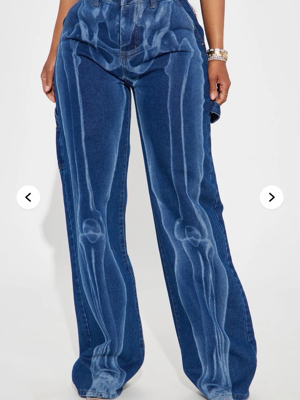 Wide-Leg Blue Graphic Jeans with Anatomical Print